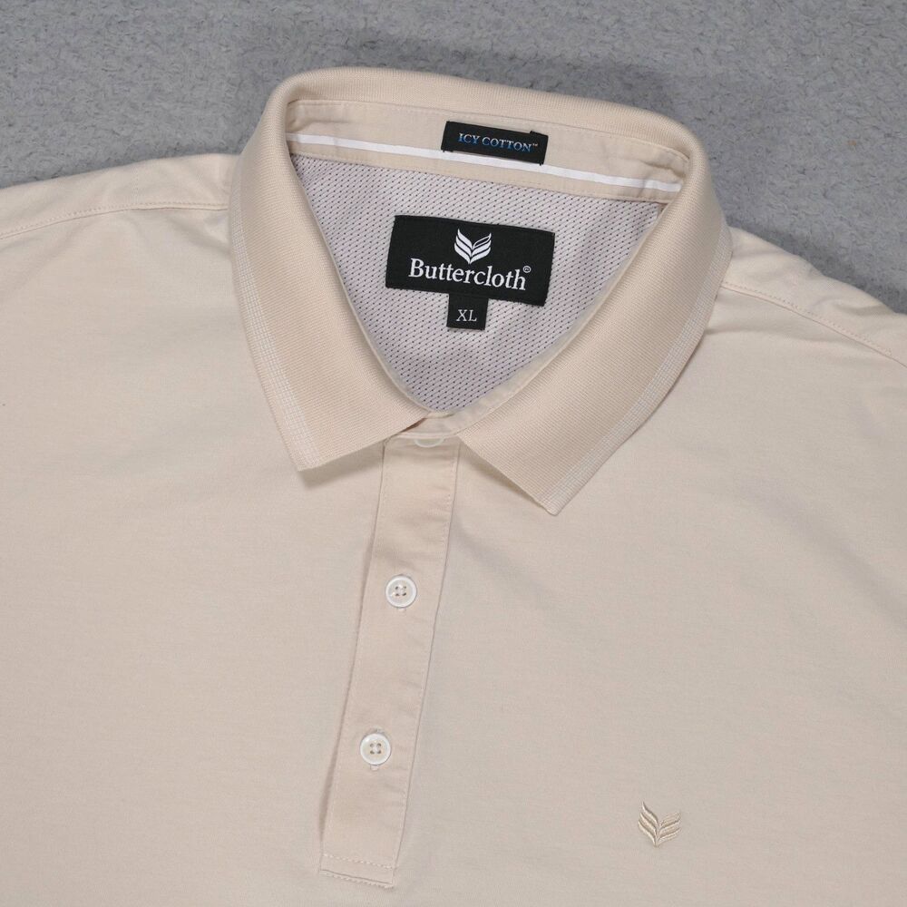 Buttercloth Icy Cotton Polo Shirt Mens Size XL Beigey Golf Cool